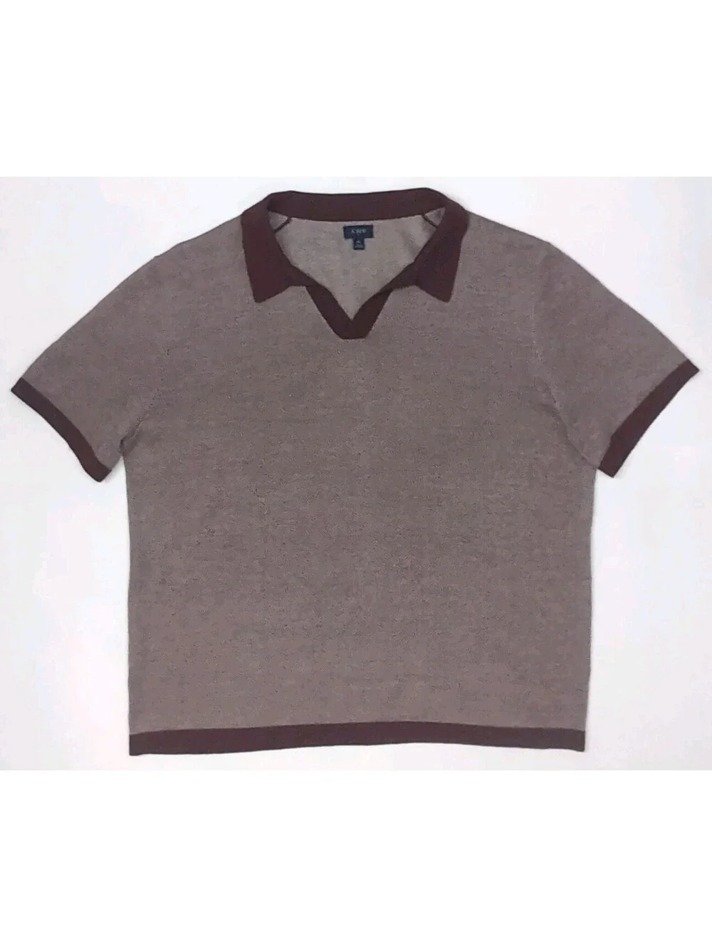 J Crew Mens XL Merino Wool Johnny Collar Polo Sweater Short Sleeve Burgundy Soft